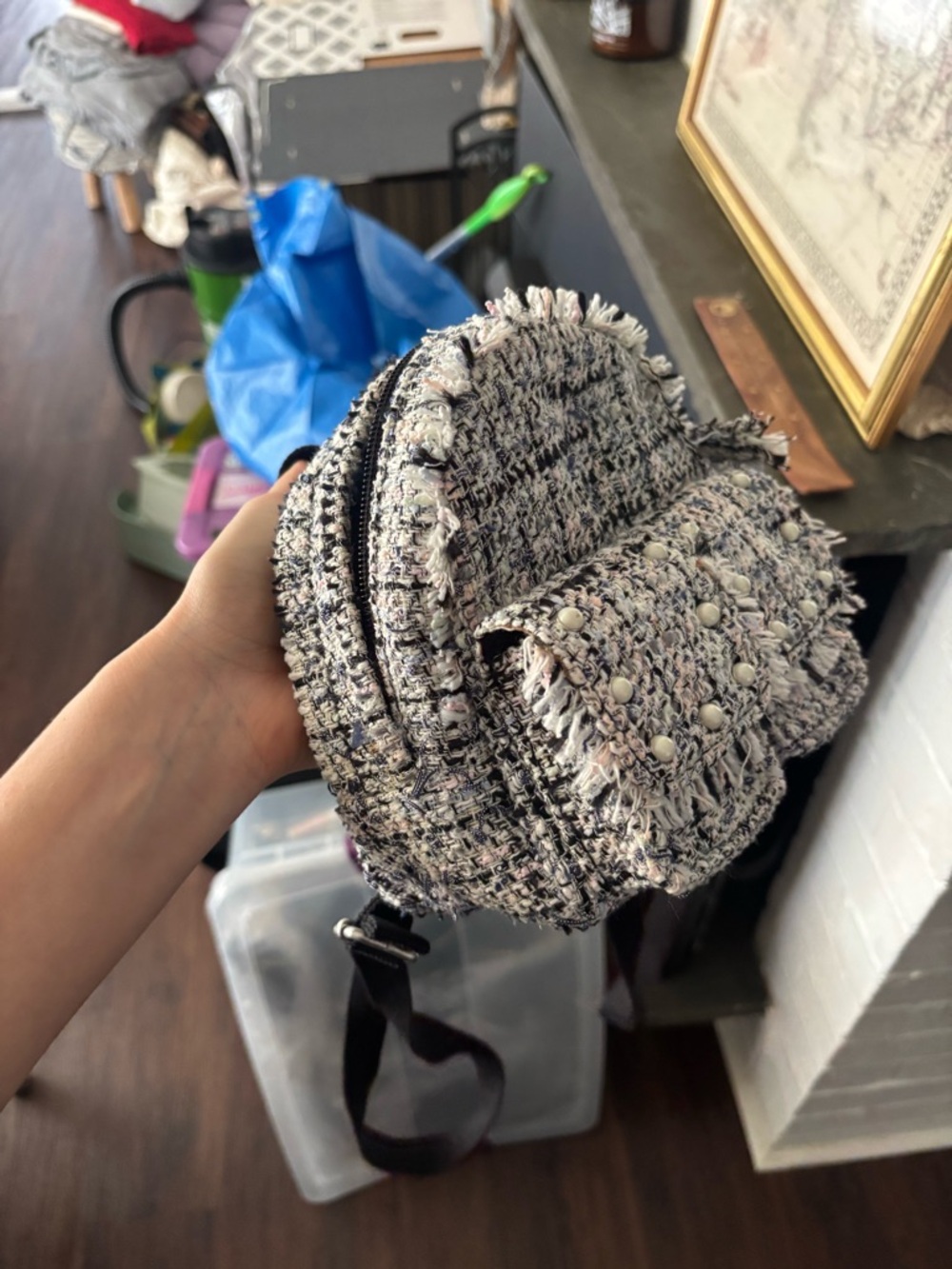 Zara  Tweed Mini Backpack